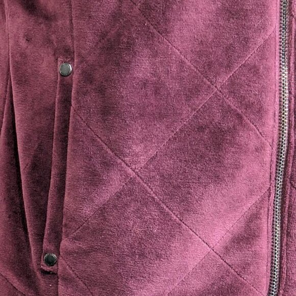 Liz Claiborne Velour Quilted Full Zip Vest Maroon Lined Size Medium - Picture 4 of 11